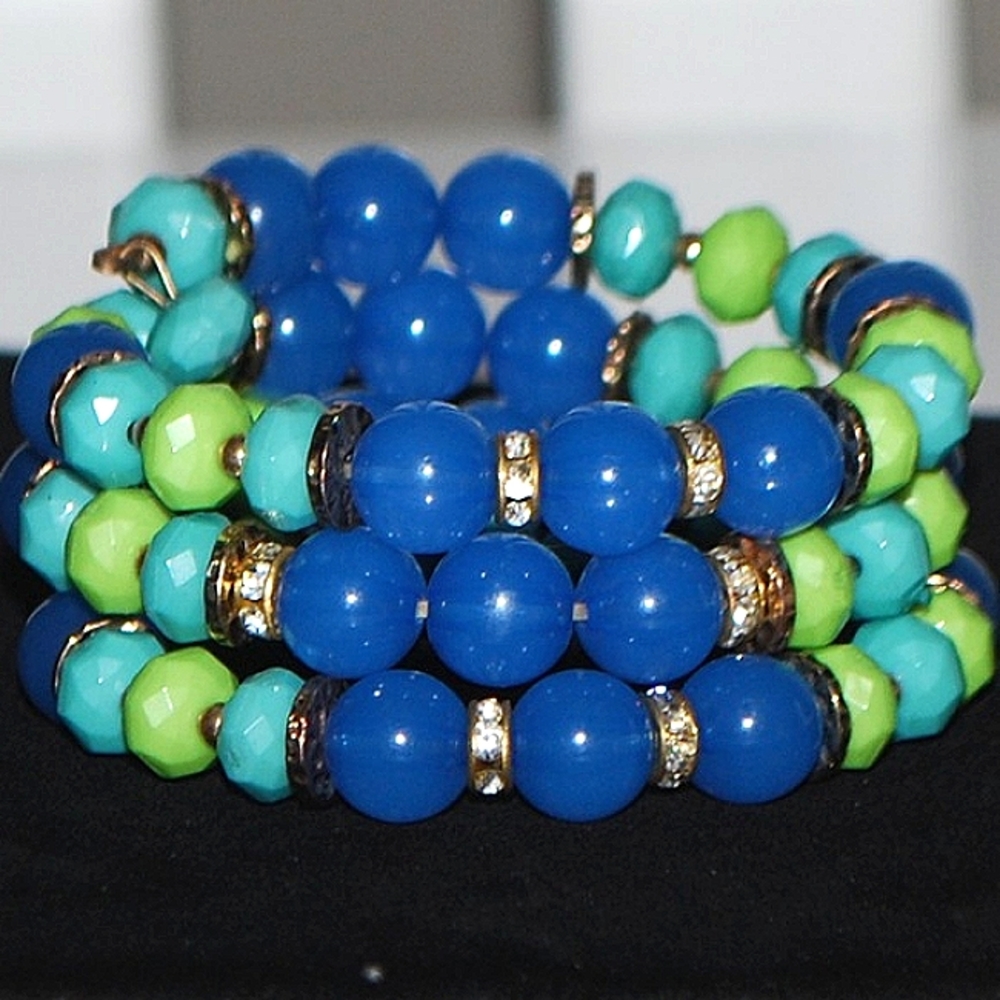 Wrap Bracelet Three Bands Chalcedony Gemstone Gift